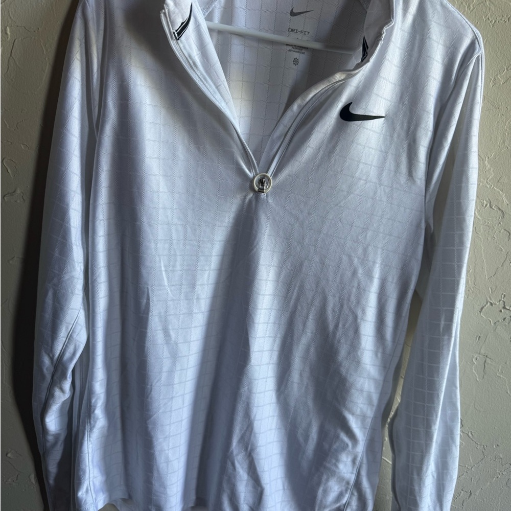 Nike White Long Sleeve Dri-Fit Quarter Zip